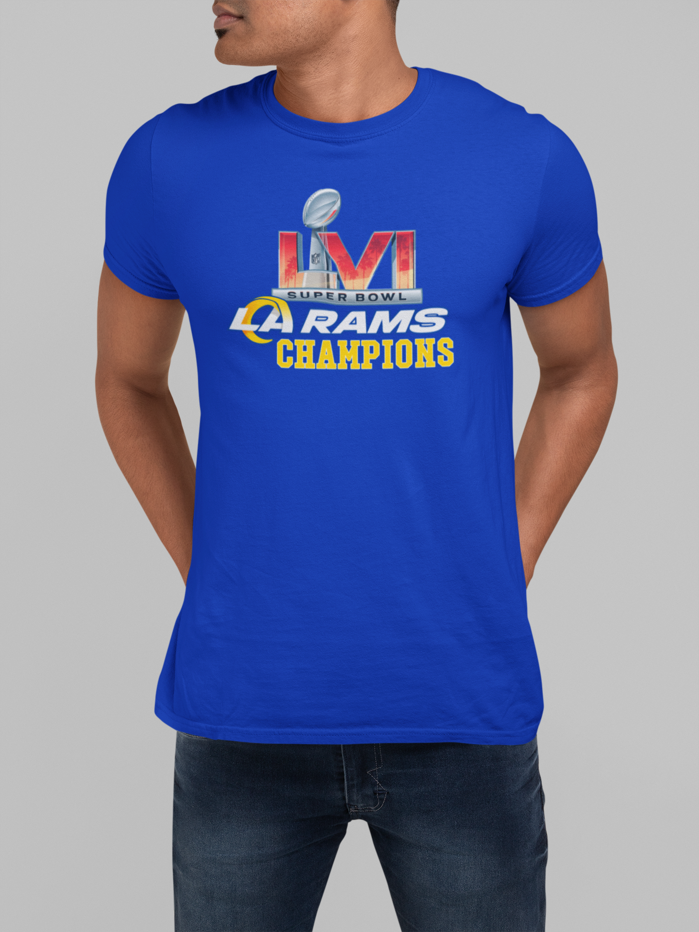 Toddler Fanatics Branded Royal Los Angeles Rams Super Bowl LVI Champions Hard Count Hometown T-Shirt
